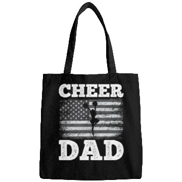 Discover Cheer Dad American Flag Vintage Funny Cheerleader Bags