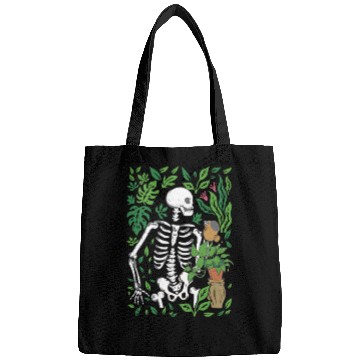 Discover Skeleton Garden Humor Introverted Gardener Bags