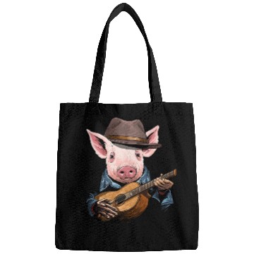 Discover Acoustic Guitar Pig Guitar Player Farm Animal Bags