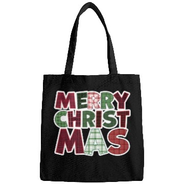 Discover Merry Christmas Motif Plaid Pattern Bags