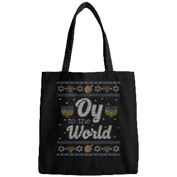 Discover Funny Ugly Hanukkah Oy To The World Bags