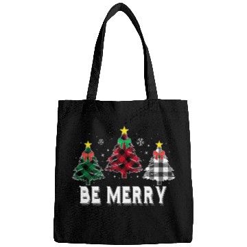 Discover Be Merry Christmas Tree Buffalo Plaid Family Match Bags