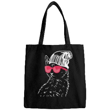 Discover Funny Cat with Red Sunglasses Bags