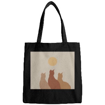 Discover Abstract Boho Cats Relaxed Aesthetic Beige Minimal Bags