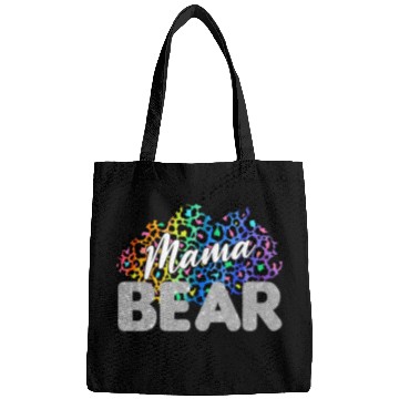 Discover Mama Bear Leopard Silver Glitter Bags