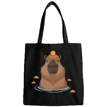 Discover Funny Capybara Oranges Rodent Guinea Pig Lover Pun Bags