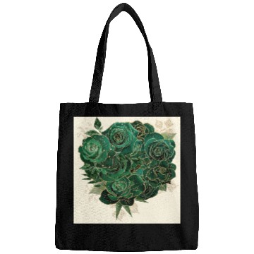 Discover Green and Gold Glam Roses Pattern Bags