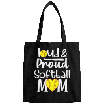 Discover Funny Quote Loud Proud Bleached Softball Mom Bags