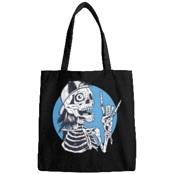 Discover Skeleton rock and roll cartoon Bags