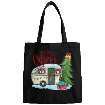 Discover Merry Christmas Happy Camper Funny Camping Life Bags
