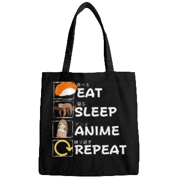 Discover Eat Sleep Anime Repeat Bags, Anime Manga