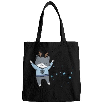 Discover Christmas Holly Jolly Funny Cat! Bags