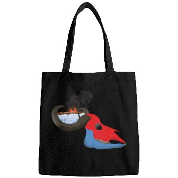 Discover buffalo skull colorful Bags