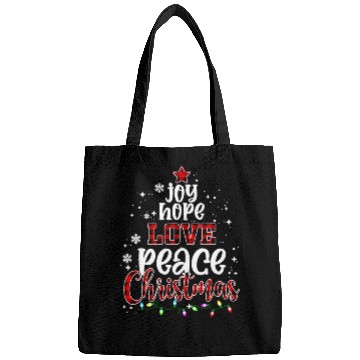 Discover Joy Hope Love Peace Christmas Red Buffalo Plaid Bags