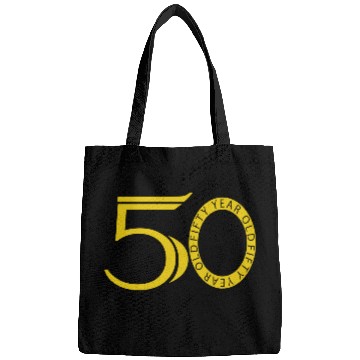 Discover Fifty Year Old Fart Logo Design gold Bags