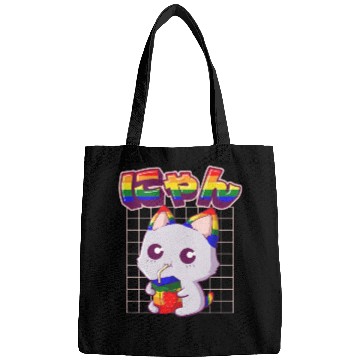 Discover Gay Pride Kawaii Cat Strawberry Milk Rainbow Flag Bags