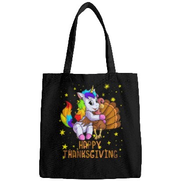 Discover Rainbow Cute Unicorn and Turkey Happy Thanksgiving Bags