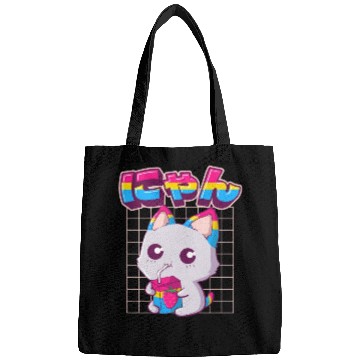 Discover Pansexual Pride Kawaii Cat Strawberry Milk Pansexu Bags