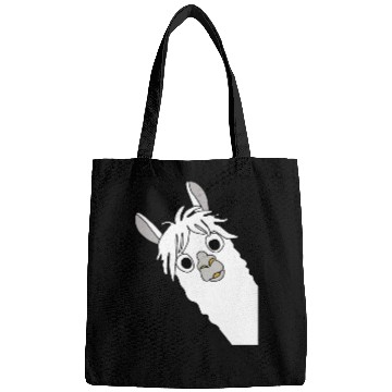 Discover Laughing alpaca comic lama in white with big eyes Bags