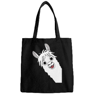Discover Laughing alpaca comic lama in white with big eyes Bags