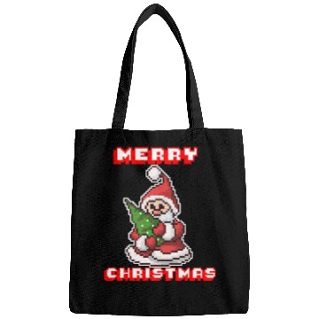 Discover Merry Christmas I Xmas I 8 Bit Pixelated Santa Bags