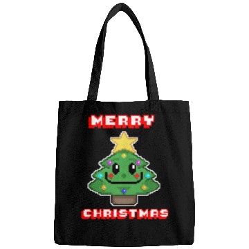 Discover Merry Christmas I Xmas I 8 Bit Pixelated Bags