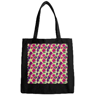 Discover Purple Pink roses yellow background Bags