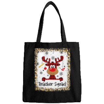 Discover Bleached Teacher Squad Reindeer Funny Christmas Bags