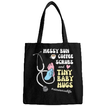 Discover Funny Nicu Nurse Messy Bun Tiny Baby Hug Bags