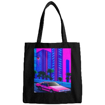 Discover Vaporwave Car Synthwave City Bags