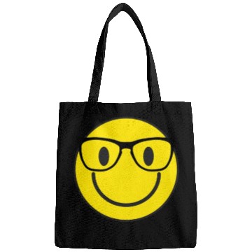 Discover Nerd Smile Face Emoticon Eyeglasses Nerd Smiley Bags