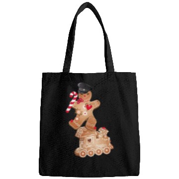 Discover Gingerbread man as engine driver on the locomotive Bags