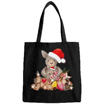 Discover cute kangaroo for christmas with santa hat Bags