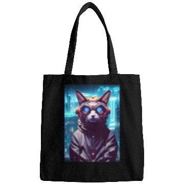 Discover Techno Cat In Japan Neon City Bags