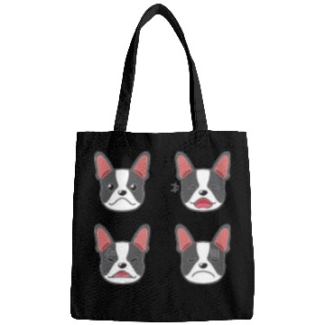 Discover Funny Boston Terrier Dog Cartoon Faces Bags