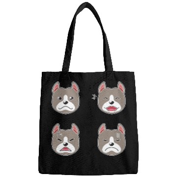 Discover Funny Pitbull Terrier Dog Cartoon Faces Bags