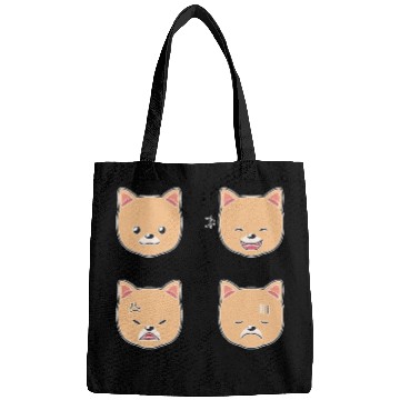 Discover Funny Pomeranian Dog Cartoon Faces Bags