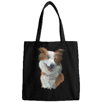 Discover Cute Brown Border Collie Dog Watercolor Painting Bags