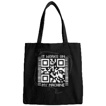 Discover Works On My Machine, Best Software Developer QR Bags