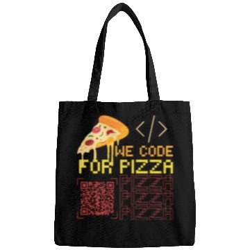 Discover We Code For Pizza | Software Developer Meme Bags