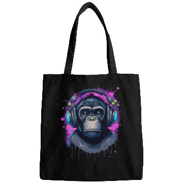 Discover ape, primate, monkey wearing headphones Bags