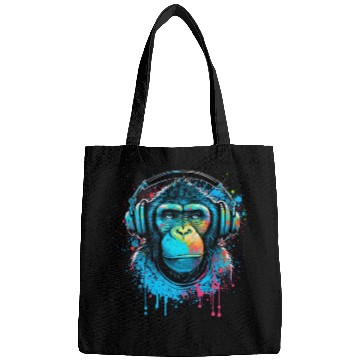 Discover ape, primate, monkey wearing headphones Bags