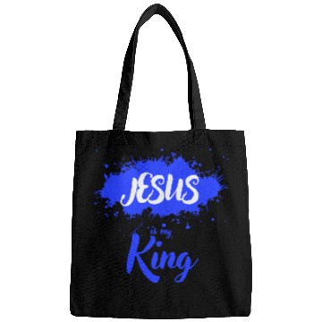 Discover JESUS is my King blue light Bags