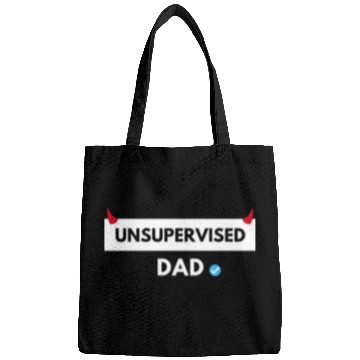 Discover UNSUPERVISED DAD FUNNY CUTE DESIGN Bags