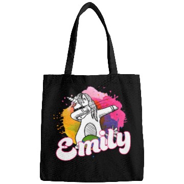 Discover EMILY - Beautiful name with dabbing unicorn Bags