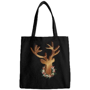 Discover Deer head in wood look with Christmas wreath Bags