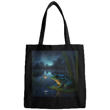 Discover Frog and Firefly Friends on the Pond at Night Bags
