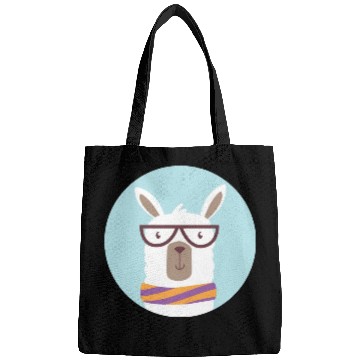 Discover kawaii funny llama wearing glasses and feels cold Bags