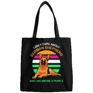 Discover German Shepherd and like maybe 3 people Bags