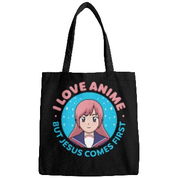 Discover I Love Anime But Jesus Comes First Bags